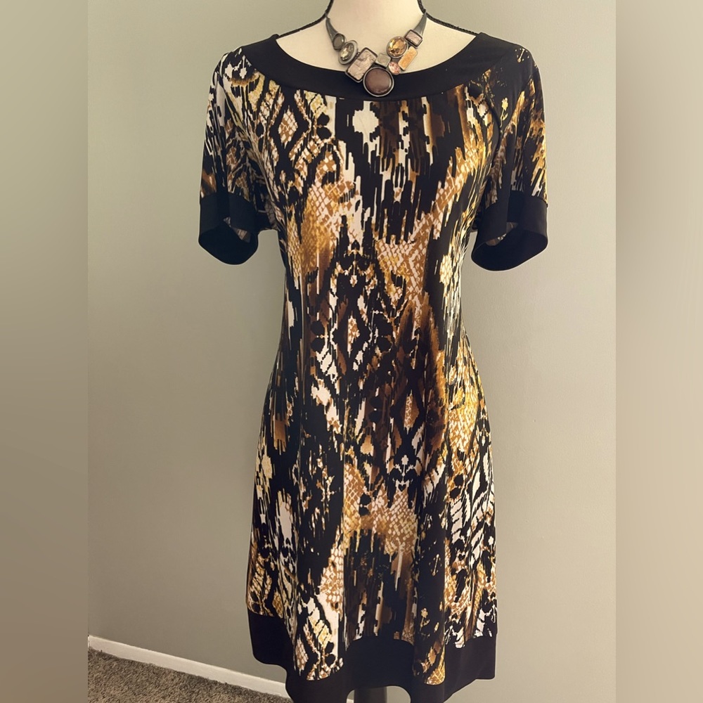 Black Gold and White Patterned Summer Dress